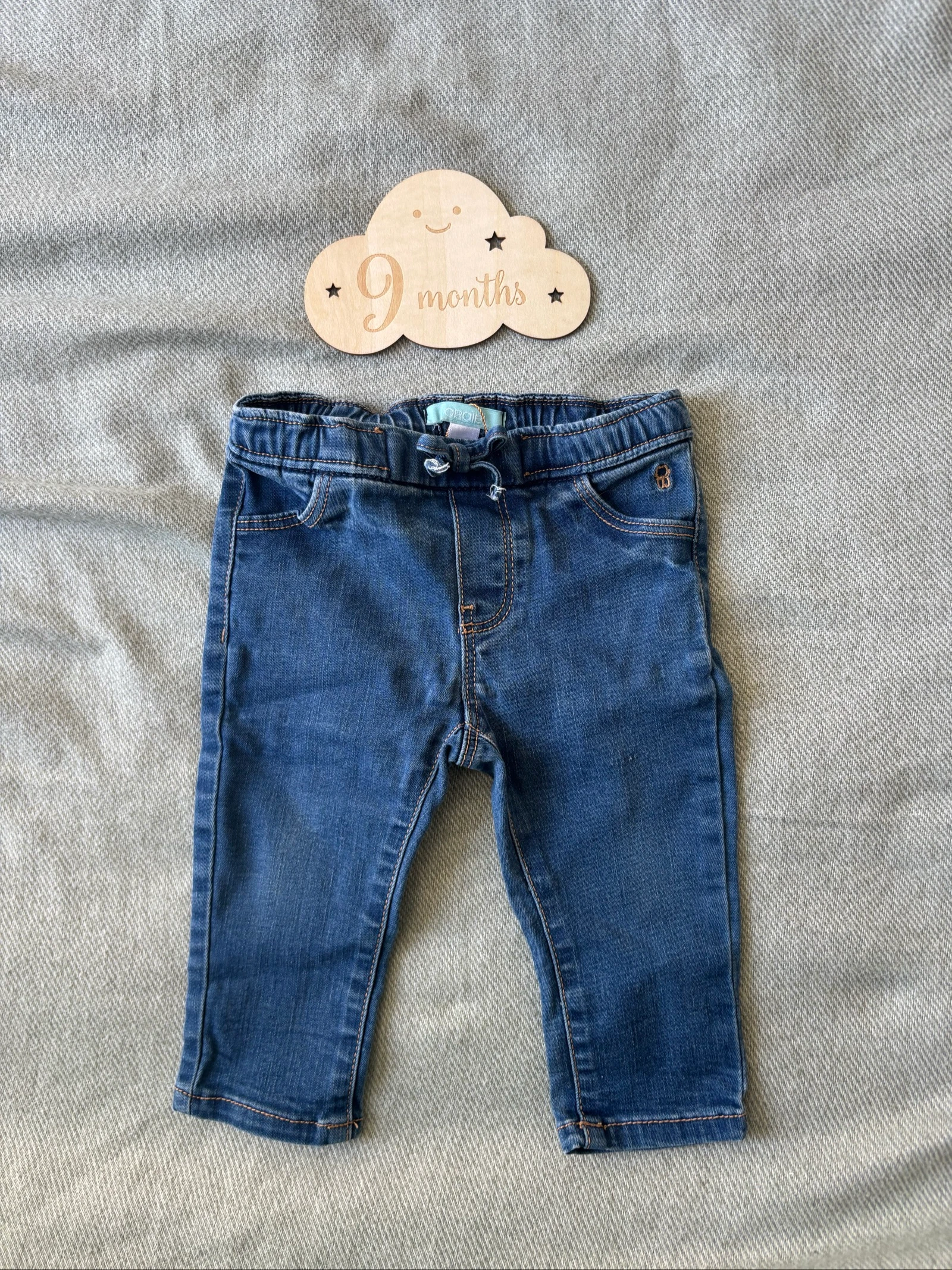 157/ Jean bleu - ObaĂŻbi - 9 mois - 71 cm